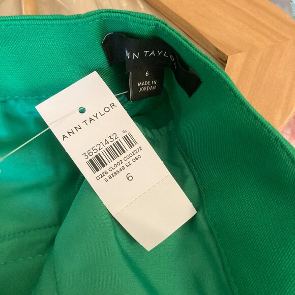 NWT Ann Taylor pencil sailor pant in jolly green twill, sz. 6 - Picture 2 of 3